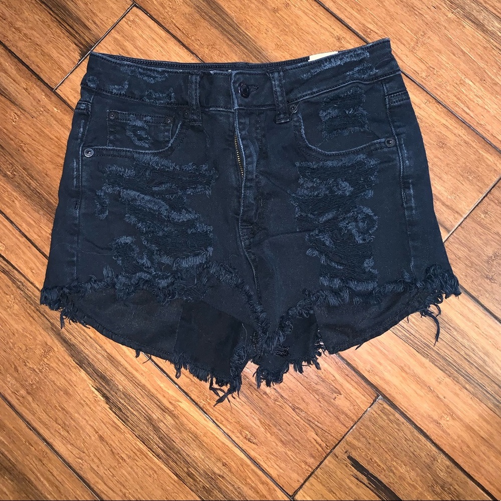 American eagle black denim shorts